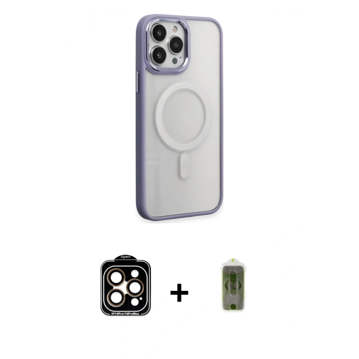MARSİLYAN™- iPhone 15 Pro Max Kılıf Yankı Işık Özel Seri - Siyah Joko Magic 5D Hayalet Cam + PVD Metal Kamera Lens - TU
