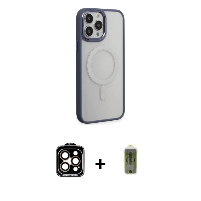 MARSİLYAN™- iPhone 15 Pro Max Kılıf Yankı Işık Özel Seri - Siyah Joko Magic 5D Hayalet Cam + PVD Metal Kamera Lens - TU