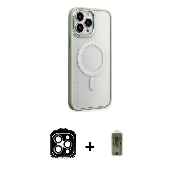 MARSİLYAN™- iPhone 15 Pro Max Kılıf Yankı Işık Özel Seri - Siyah Joko Magic 5D Hayalet Cam + PVD Metal Kamera Lens - TU