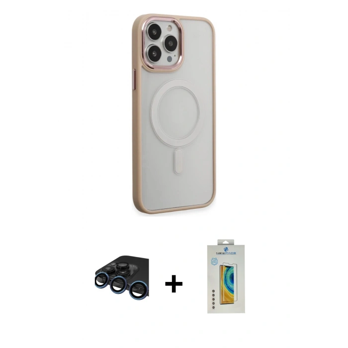 MARSİLYAN™- iPhone 15 Pro Max Kılıf Yankı Işık Özel Seri - Siyah Polymer Nano Ekran Koruyucu + Raze Metal Kamera Lens - LT