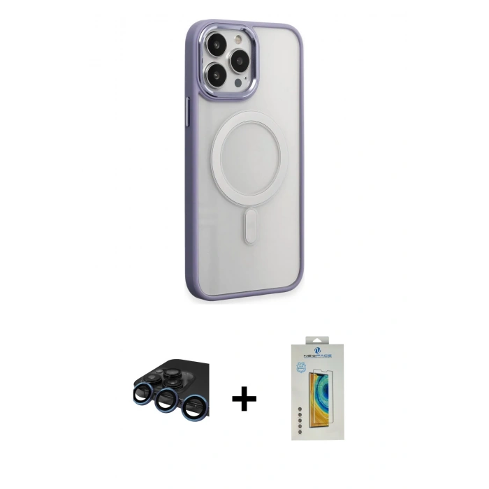 MARSİLYAN™- iPhone 15 Pro Max Kılıf Yankı Işık Özel Seri - Siyah Polymer Nano Ekran Koruyucu + Raze Metal Kamera Lens - LT