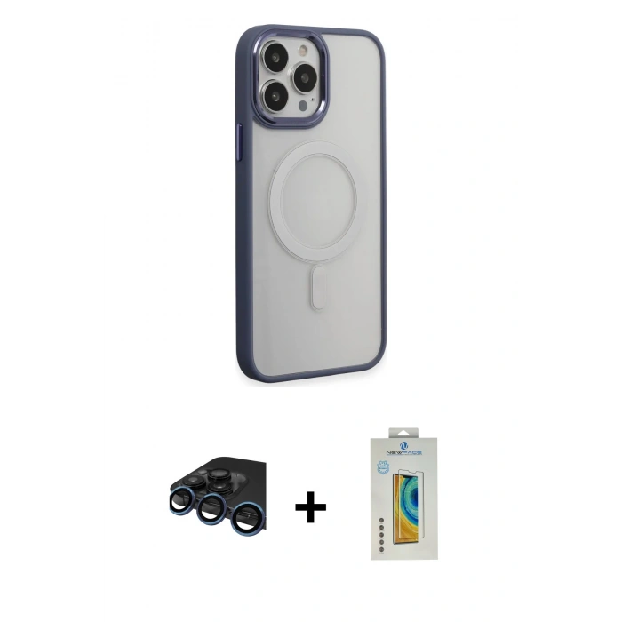 MARSİLYAN™- iPhone 15 Pro Max Kılıf Yankı Işık Özel Seri - Siyah Polymer Nano Ekran Koruyucu + Raze Metal Kamera Lens - LT