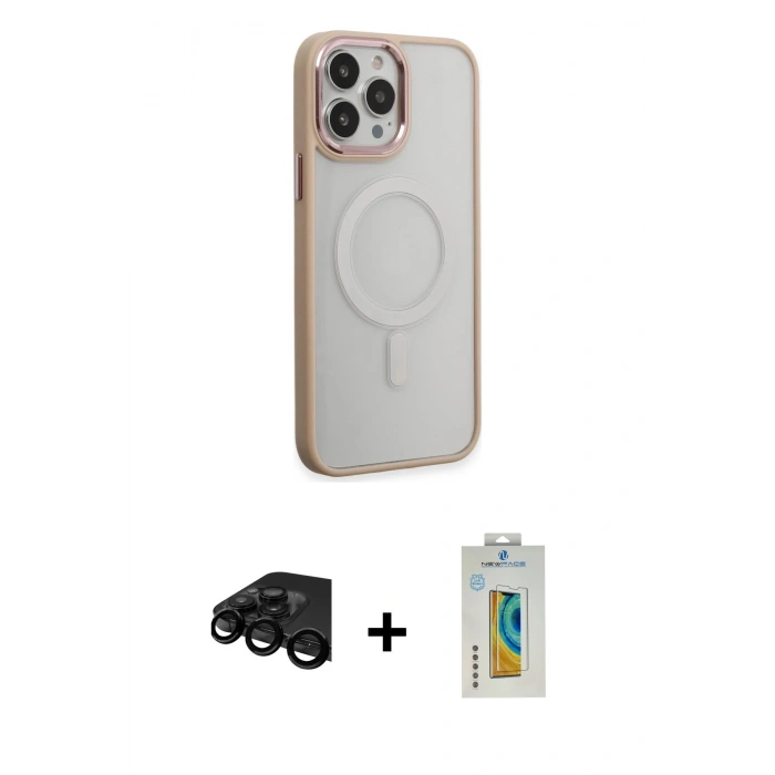 MARSİLYAN™- iPhone 15 Pro Max Kılıf Yankı Işık Özel Seri - Siyah Polymer Nano Ekran Koruyucu + Raze Metal Kamera Lens - SH