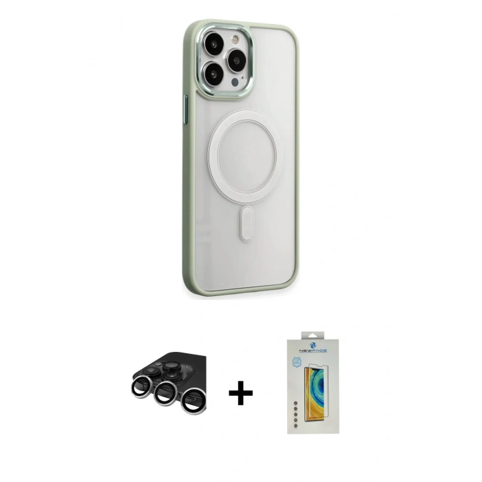 MARSİLYAN™- iPhone 15 Pro Max Kılıf Yankı Işık Özel Seri - Siyah Polymer Nano Ekran Koruyucu + Raze Metal Kamera Lens - GS