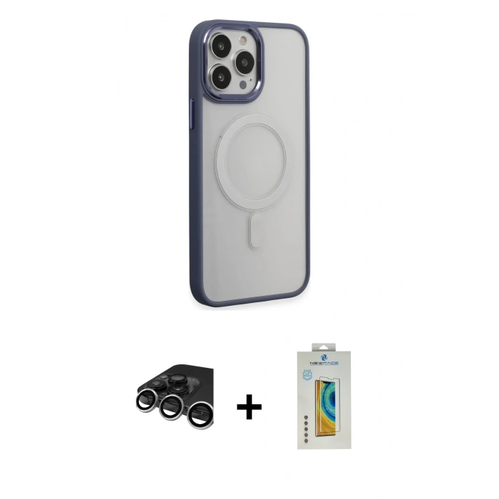 MARSİLYAN™- iPhone 15 Pro Max Kılıf Yankı Işık Özel Seri - Siyah Polymer Nano Ekran Koruyucu + Raze Metal Kamera Lens - GS