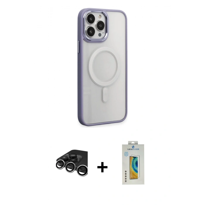 MARSİLYAN™- iPhone 15 Pro Max Kılıf Yankı Işık Özel Seri - Siyah Polymer Nano Ekran Koruyucu + Raze Metal Kamera Lens - GS