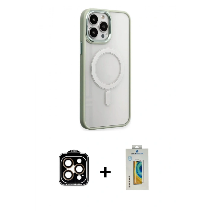 MARSİLYAN™- iPhone 15 Pro Max Kılıf Yankı Işık Özel Seri - Siyah Polymer Nano Ekran Koruyucu + PVD Metal Kamera Lens - TU