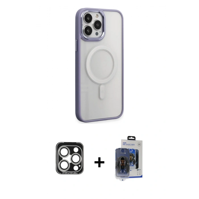 MARSİLYAN™- iPhone 15 Pro Max Kılıf Yankı Işık Özel Seri - Siyah Vanessa Magic Cam + PVD Metal Kamera Lens - GS