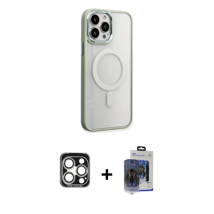 MARSİLYAN™- iPhone 15 Pro Max Kılıf Yankı Işık Özel Seri - Siyah Vanessa Magic Cam + PVD Metal Kamera Lens - GS