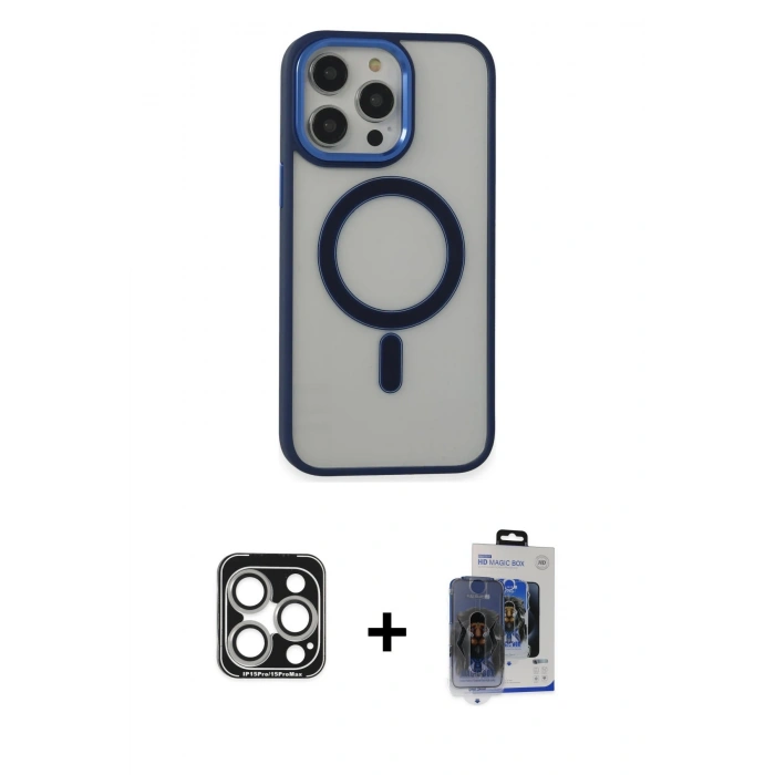 MARSİLYAN™- iPhone 15 Pro Max Kılıf Yankı Işık Özel Seri - Siyah Vanessa Magic Cam + PVD Metal Kamera Lens - GS