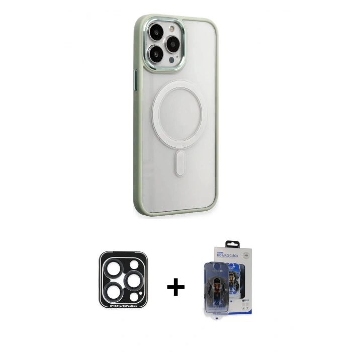 MARSİLYAN™- iPhone 15 Pro Max Kılıf Yankı Işık Özel Seri - Siyah Vanessa Magic Cam + PVD Metal Kamera Lens - LT