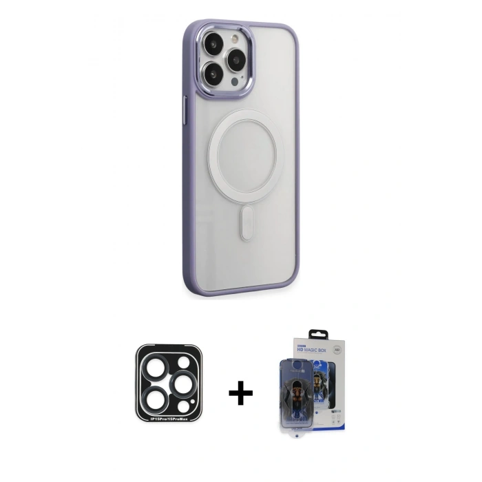 MARSİLYAN™- iPhone 15 Pro Max Kılıf Yankı Işık Özel Seri - Siyah Vanessa Magic Cam + PVD Metal Kamera Lens - LT