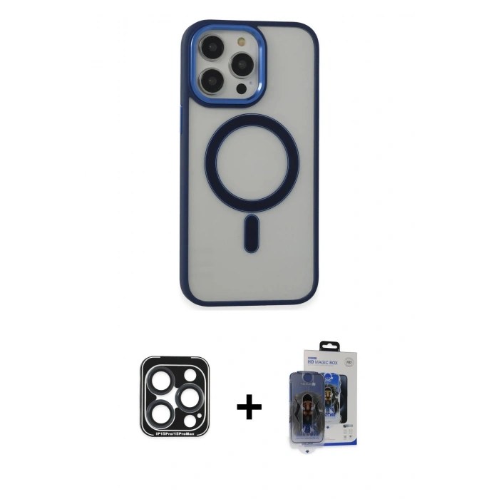 MARSİLYAN™- iPhone 15 Pro Max Kılıf Yankı Işık Özel Seri - Siyah Vanessa Magic Cam + PVD Metal Kamera Lens - LT
