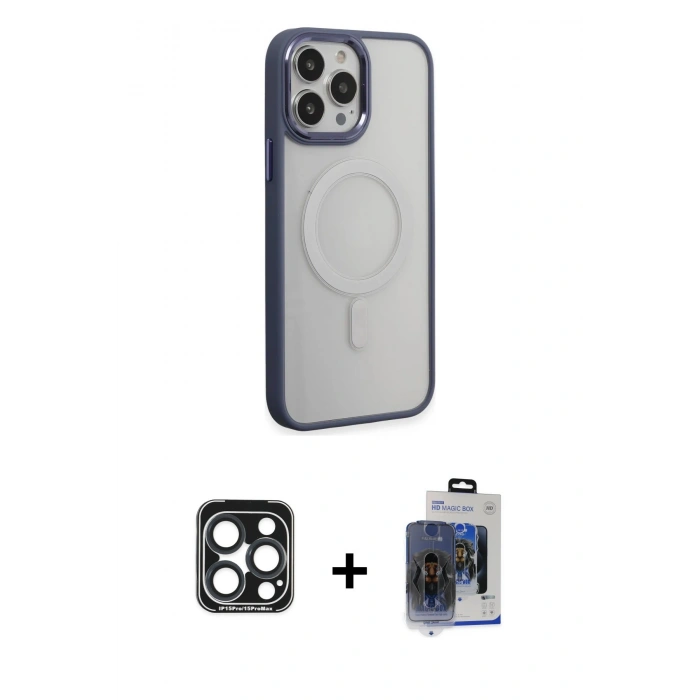 MARSİLYAN™- iPhone 15 Pro Max Kılıf Yankı Işık Özel Seri - Siyah Vanessa Magic Cam + PVD Metal Kamera Lens - LT