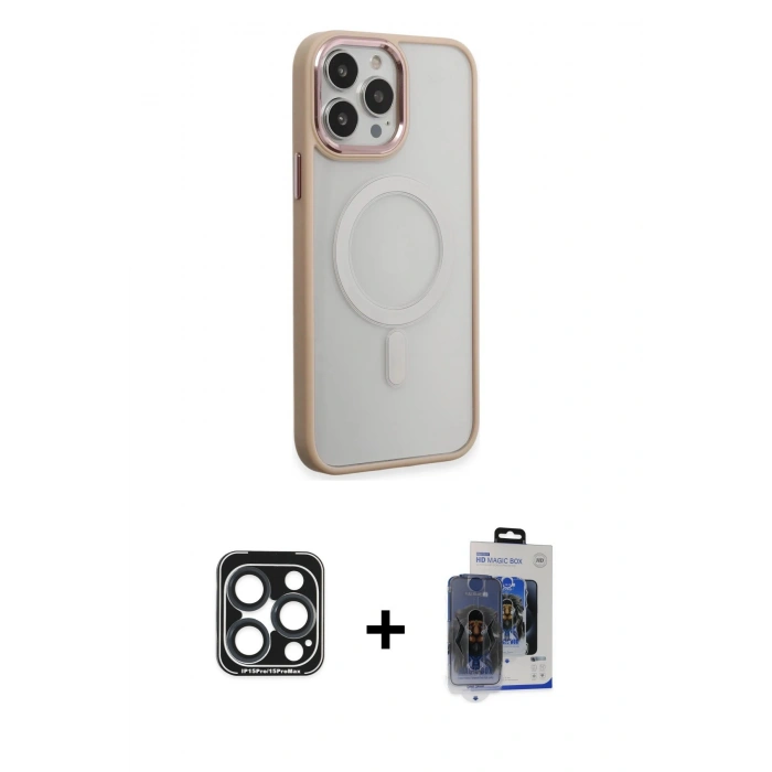 MARSİLYAN™- iPhone 15 Pro Max Kılıf Yankı Işık Özel Seri - Siyah Vanessa Magic Cam + PVD Metal Kamera Lens - LT