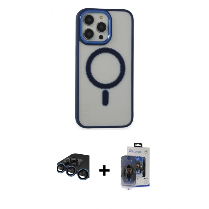MARSİLYAN™- iPhone 15 Pro Max Kılıf Yankı Işık Özel Seri - Siyah Vanessa Magic Cam + Raze Metal Kamera Lens - LT