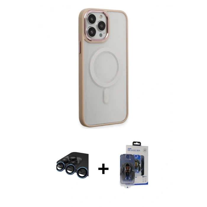 MARSİLYAN™- iPhone 15 Pro Max Kılıf Yankı Işık Özel Seri - Siyah Vanessa Magic Cam + Raze Metal Kamera Lens - LT
