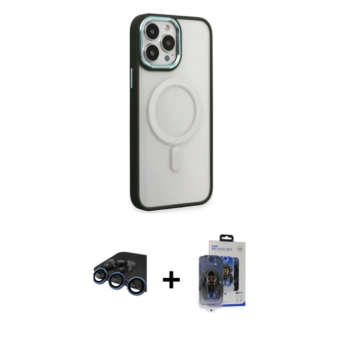 MARSİLYAN™- iPhone 15 Pro Max Kılıf Yankı Işık Özel Seri - Siyah Vanessa Magic Cam + Raze Metal Kamera Lens - LT