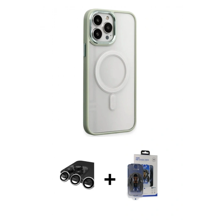 MARSİLYAN™- iPhone 15 Pro Max Kılıf Yankı Işık Özel Seri - Siyah Vanessa Magic Cam + Raze Metal Kamera Lens - GS