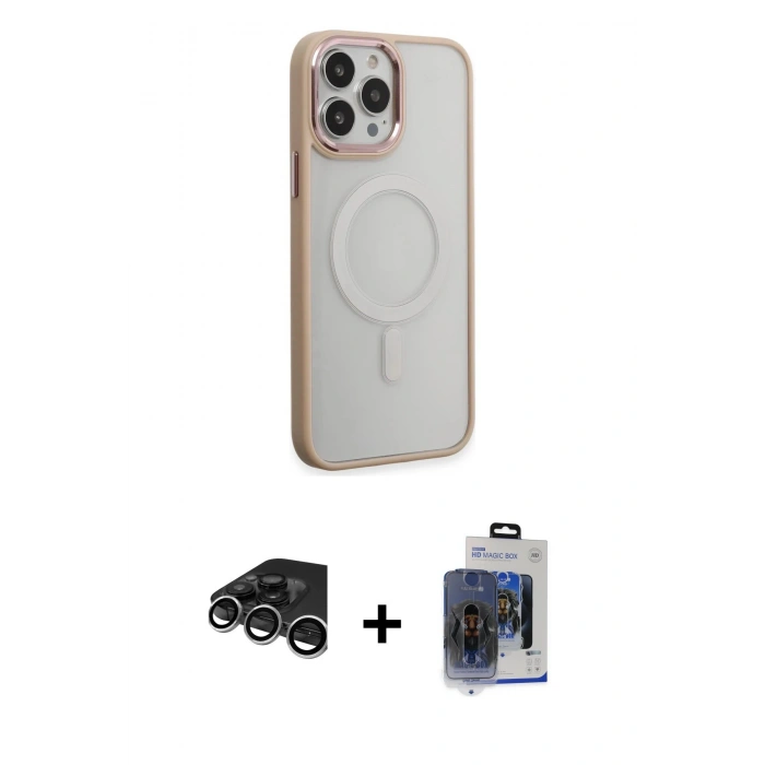 MARSİLYAN™- iPhone 15 Pro Max Kılıf Yankı Işık Özel Seri - Siyah Vanessa Magic Cam + Raze Metal Kamera Lens - GS