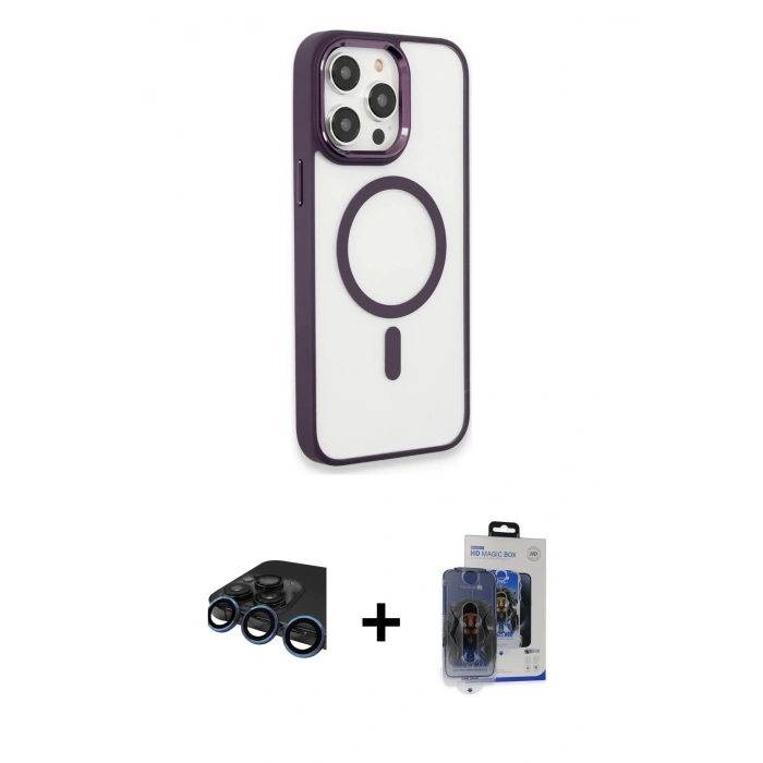 MARSİLYAN™- iPhone 15 Pro Max Kılıf Yankı Işık Özel Seri - Siyah Vanessa Magic Cam + Raze Metal Kamera Lens - LT