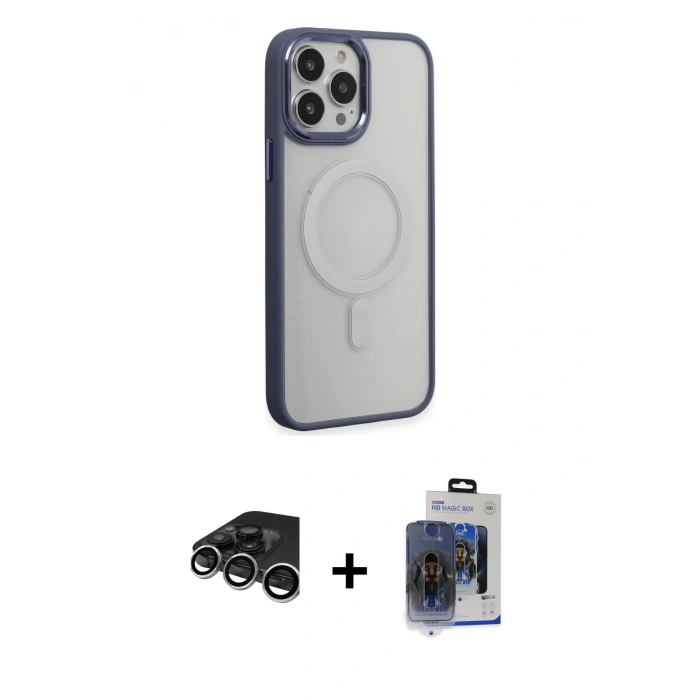 MARSİLYAN™- iPhone 15 Pro Max Kılıf Yankı Işık Özel Seri - Siyah Vanessa Magic Cam + Raze Metal Kamera Lens - GS