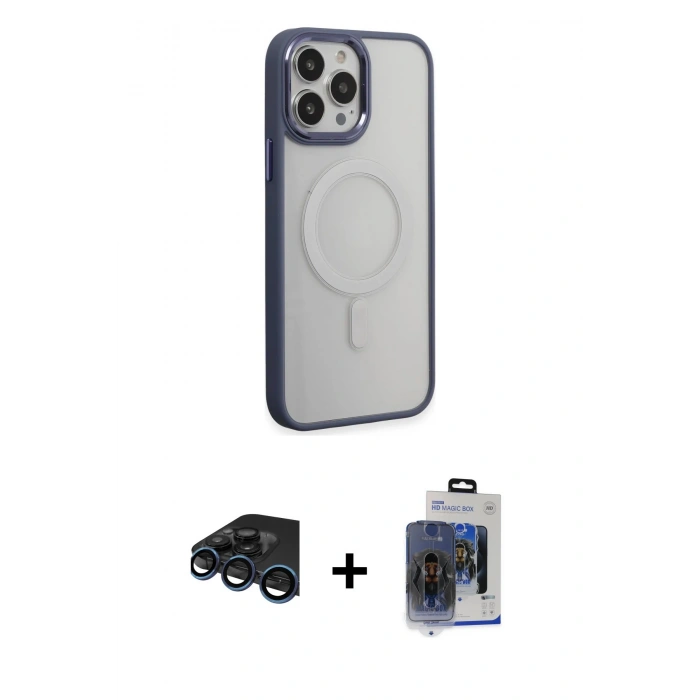 MARSİLYAN™- iPhone 15 Pro Max Kılıf Yankı Işık Özel Seri - Siyah Vanessa Magic Cam + Raze Metal Kamera Lens - LT