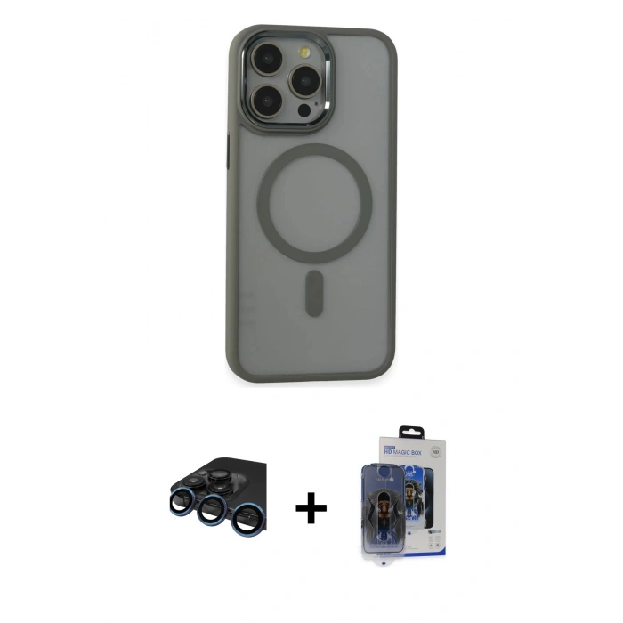 MARSİLYAN™- iPhone 15 Pro Max Kılıf Yankı Işık Özel Seri - Siyah Vanessa Magic Cam + Raze Metal Kamera Lens - LT