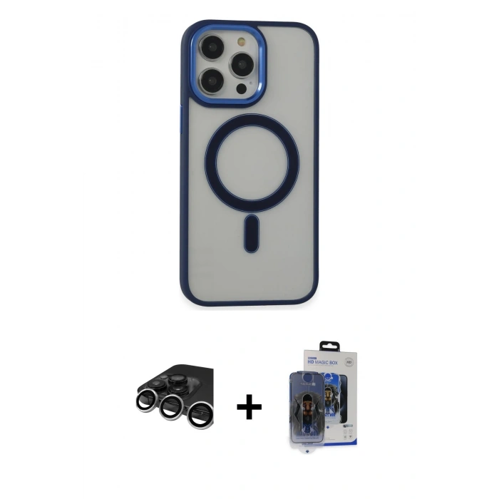 MARSİLYAN™- iPhone 15 Pro Max Kılıf Yankı Işık Özel Seri - Siyah Vanessa Magic Cam + Raze Metal Kamera Lens - GS