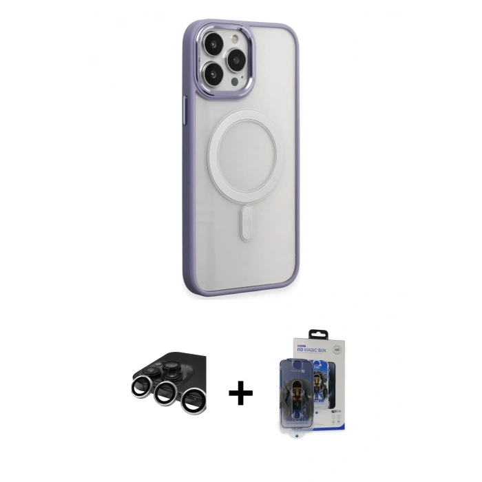 MARSİLYAN™- iPhone 15 Pro Max Kılıf Yankı Işık Özel Seri - Siyah Vanessa Magic Cam + Raze Metal Kamera Lens - GS