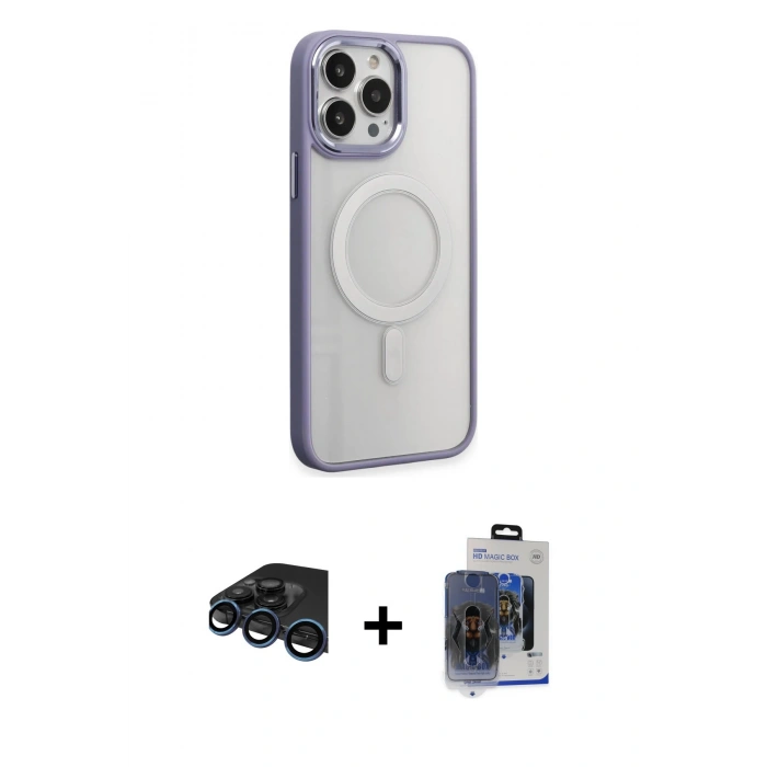 MARSİLYAN™- iPhone 15 Pro Max Kılıf Yankı Işık Özel Seri - Siyah Vanessa Magic Cam + Raze Metal Kamera Lens - LT