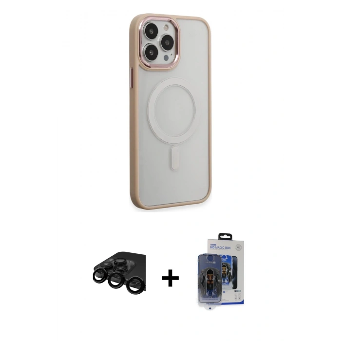 MARSİLYAN™- iPhone 15 Pro Max Kılıf Yankı Işık Özel Seri - Siyah Vanessa Magic Cam + Raze Metal Kamera Lens - SH