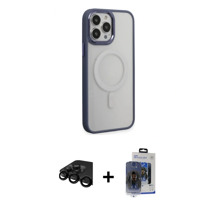 MARSİLYAN™- iPhone 15 Pro Max Kılıf Yankı Işık Özel Seri - Siyah Vanessa Magic Cam + Raze Metal Kamera Lens - SH