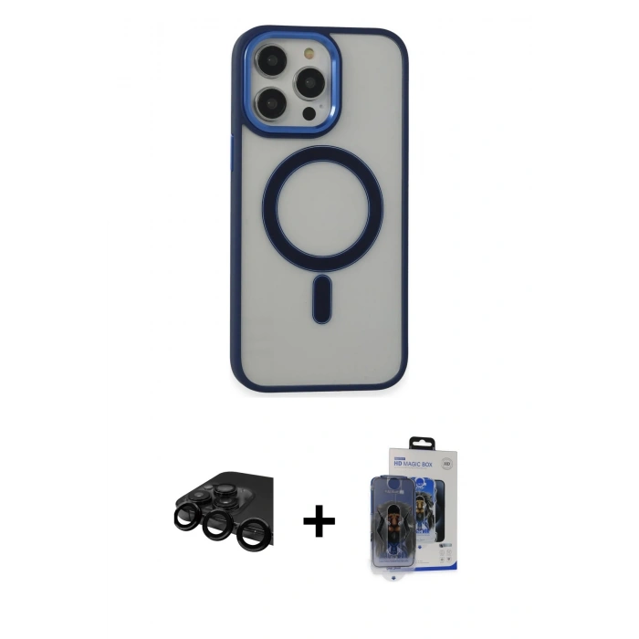 MARSİLYAN™- iPhone 15 Pro Max Kılıf Yankı Işık Özel Seri - Siyah Vanessa Magic Cam + Raze Metal Kamera Lens - SH