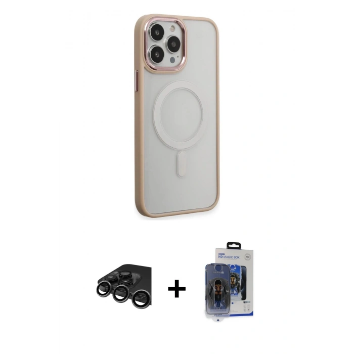 MARSİLYAN™- iPhone 15 Pro Max Kılıf Yankı Işık Özel Seri - Siyah Vanessa Magic Cam + Raze Metal Kamera Lens - TMGI