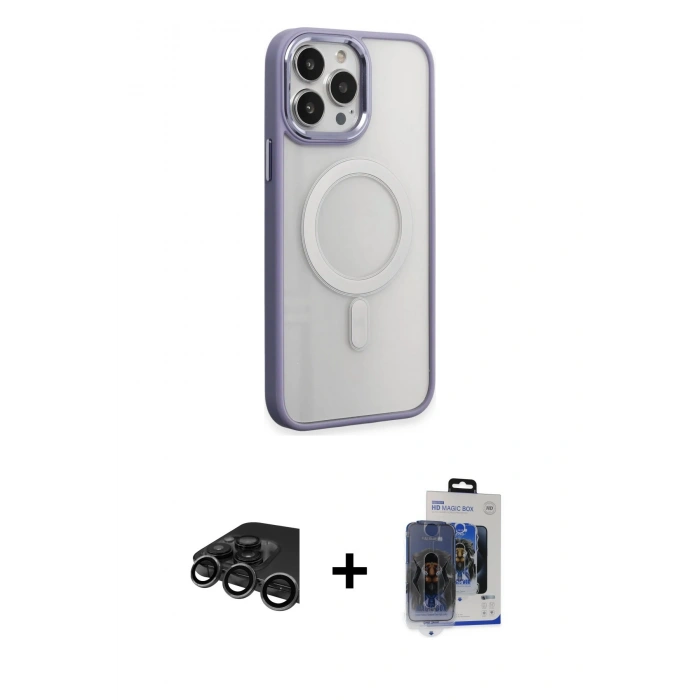 MARSİLYAN™- iPhone 15 Pro Max Kılıf Yankı Işık Özel Seri - Siyah Vanessa Magic Cam + Raze Metal Kamera Lens - TMGI