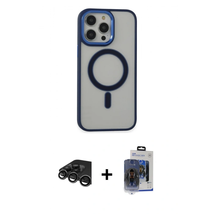 MARSİLYAN™- iPhone 15 Pro Max Kılıf Yankı Işık Özel Seri - Siyah Vanessa Magic Cam + Raze Metal Kamera Lens - TMGI