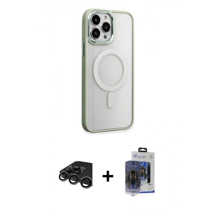 MARSİLYAN™- iPhone 15 Pro Max Kılıf Yankı Işık Özel Seri - Siyah Vanessa Magic Cam + Raze Metal Kamera Lens - TMGI