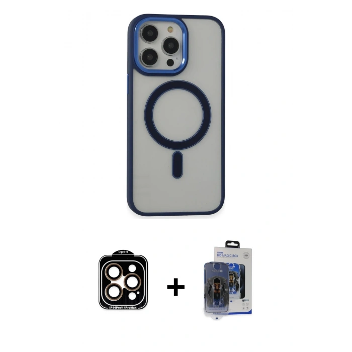 MARSİLYAN™- iPhone 15 Pro Max Kılıf Yankı Işık Özel Seri - Siyah Vanessa Magic Cam + Turuncu PVD Metal Kamera Lens
