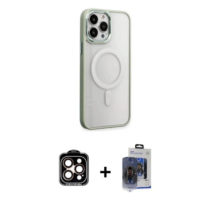 MARSİLYAN™- iPhone 15 Pro Max Kılıf Yankı Işık Özel Seri - Siyah Vanessa Magic Cam + Turuncu PVD Metal Kamera Lens