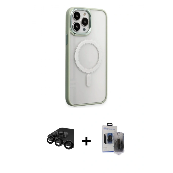 MARSİLYAN™- iPhone 15 Pro Max Kılıf Yankı Işık Özel Seri - Siyah Vanessa Magic Hayalet Cam + Siyah Raze Metal Kamera Lens
