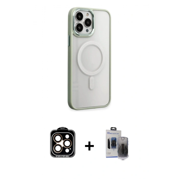 MARSİLYAN™- iPhone 15 Pro Max Kılıf Yankı Işık Özel Seri - Siyah Vanessa Magic Hayalet Cam + PVD Metal Kamera Lens - TU