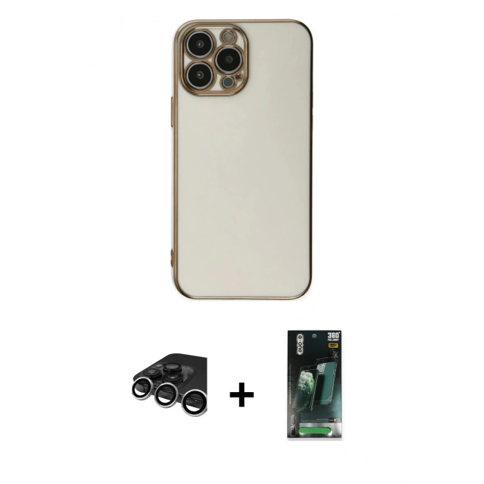 MARSİLYAN™- iPhone 15 Pro Max Kılıf Yankı Serisi - Şeffaf 360 Full Body Arka Koruyucu + Raze Metal Kamera Lens - GS