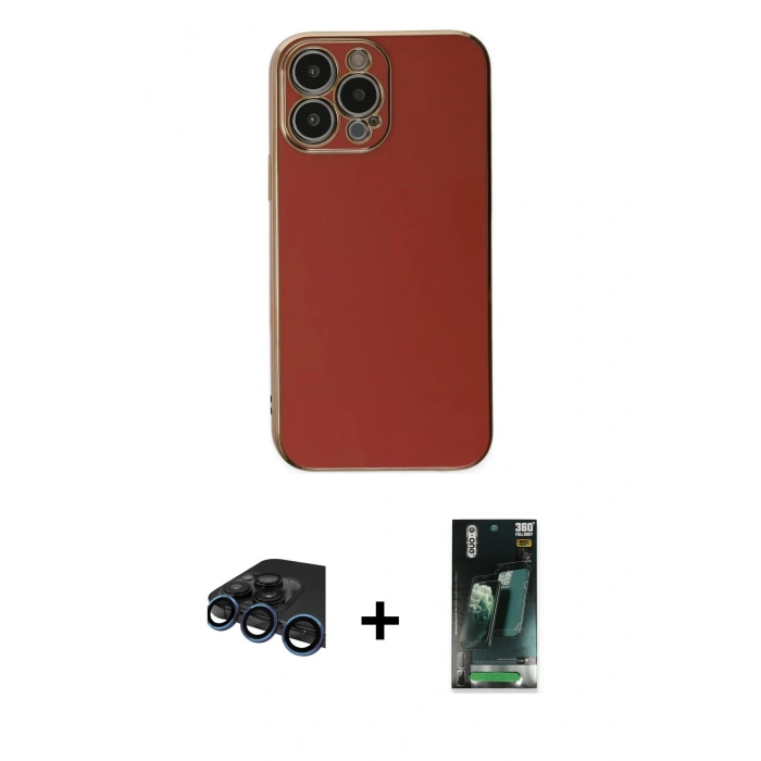 MARSİLYAN™- iPhone 15 Pro Max Kılıf Yankı Serisi - Şeffaf 360 Full Body Arka Koruyucu + Lacivert Raze Metal Kamera Lens