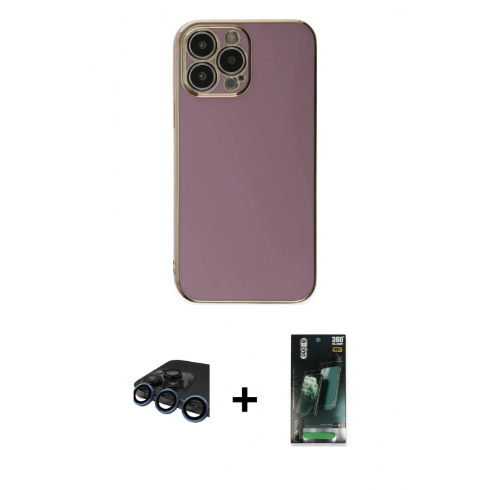 MARSİLYAN™- iPhone 15 Pro Max Kılıf Yankı Serisi - Şeffaf 360 Full Body Arka Koruyucu + Lacivert Raze Metal Kamera Lens