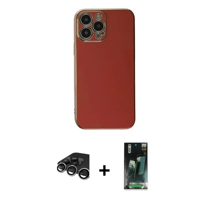 MARSİLYAN™- iPhone 15 Pro Max Kılıf Yankı Serisi - Siyah 360 Mat Full Body Arka Koruyucu + Raze Metal Kamera Lens - GS