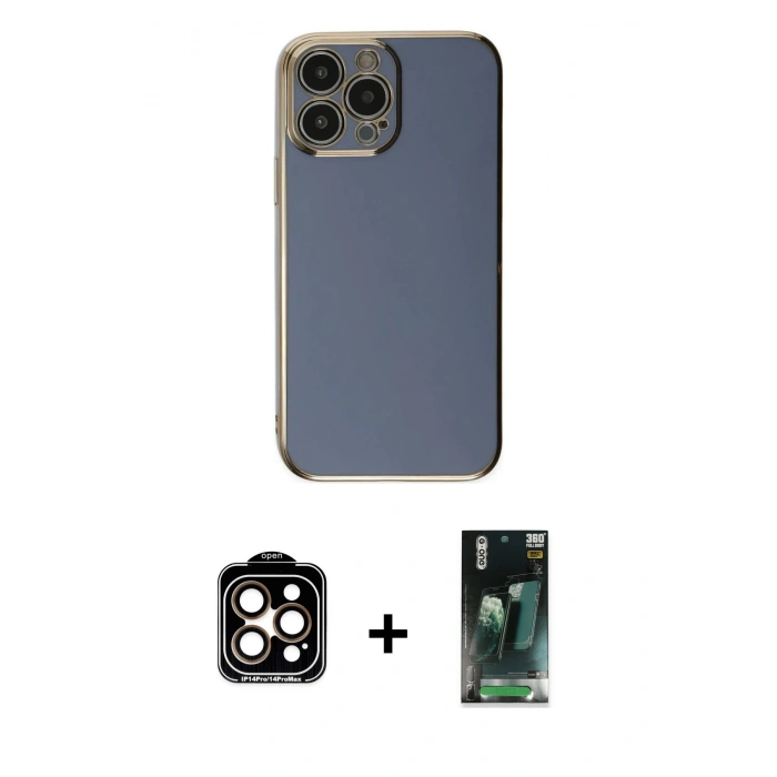 MARSİLYAN™- iPhone 15 Pro Max Kılıf Yankı Serisi - Siyah 360 Mat Full Body Arka Koruyucu + PVD Metal Kamera Lens - TU