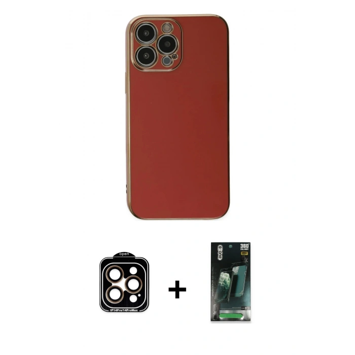 MARSİLYAN™- iPhone 15 Pro Max Kılıf Yankı Serisi - Siyah 360 Mat Full Body Arka Koruyucu + PVD Metal Kamera Lens - TU