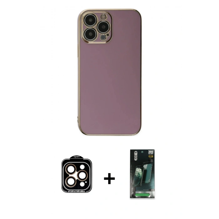 MARSİLYAN™- iPhone 15 Pro Max Kılıf Yankı Serisi - Siyah 360 Mat Full Body Arka Koruyucu + PVD Metal Kamera Lens - TU