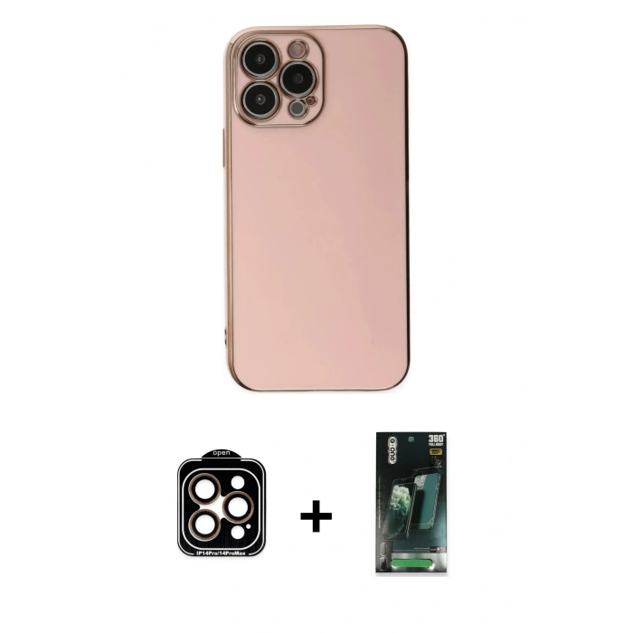 MARSİLYAN™- iPhone 15 Pro Max Kılıf Yankı Serisi - Siyah 360 Mat Full Body Arka Koruyucu + PVD Metal Kamera Lens - TU